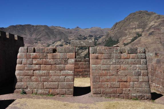 A Porta do Sol, nas ruínas incas de Pisac, no Valle Sagrado, nas proximidades de Cusco, no Peru